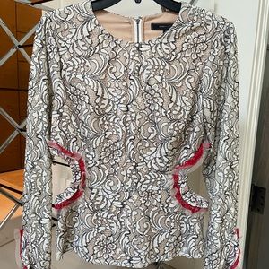 BCBG MAZAZRIA lace cut out top